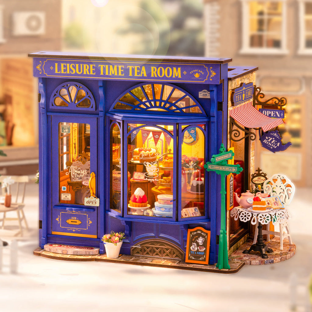 Robotime Rolife Leisure Time Tea Room DIY Miniature House DG171 Dropship