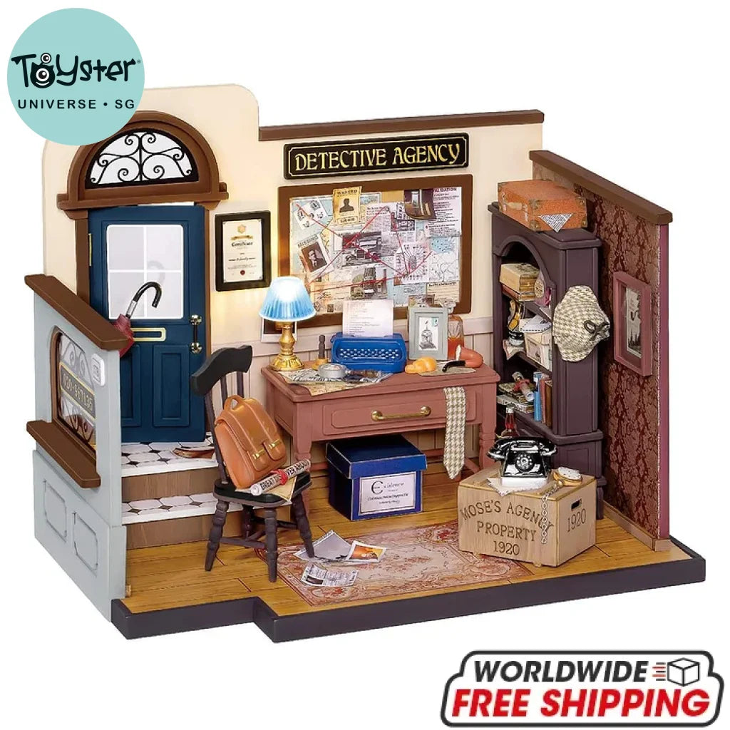 Robotime Rolife Mose’s Detective Agency Diy Miniature House Kit Dg157 Dropship