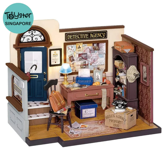 Robotime Rolife Mose’s Detective Agency Diy Miniature House Kit Dg157 Dropship