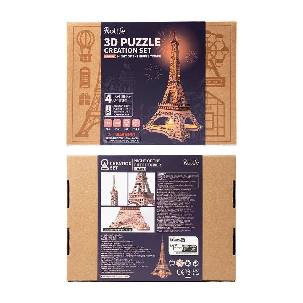 Robotime Rolife Night Of The Eiffel Tower 3D Wooden Puzzle Tgl01 Dropship