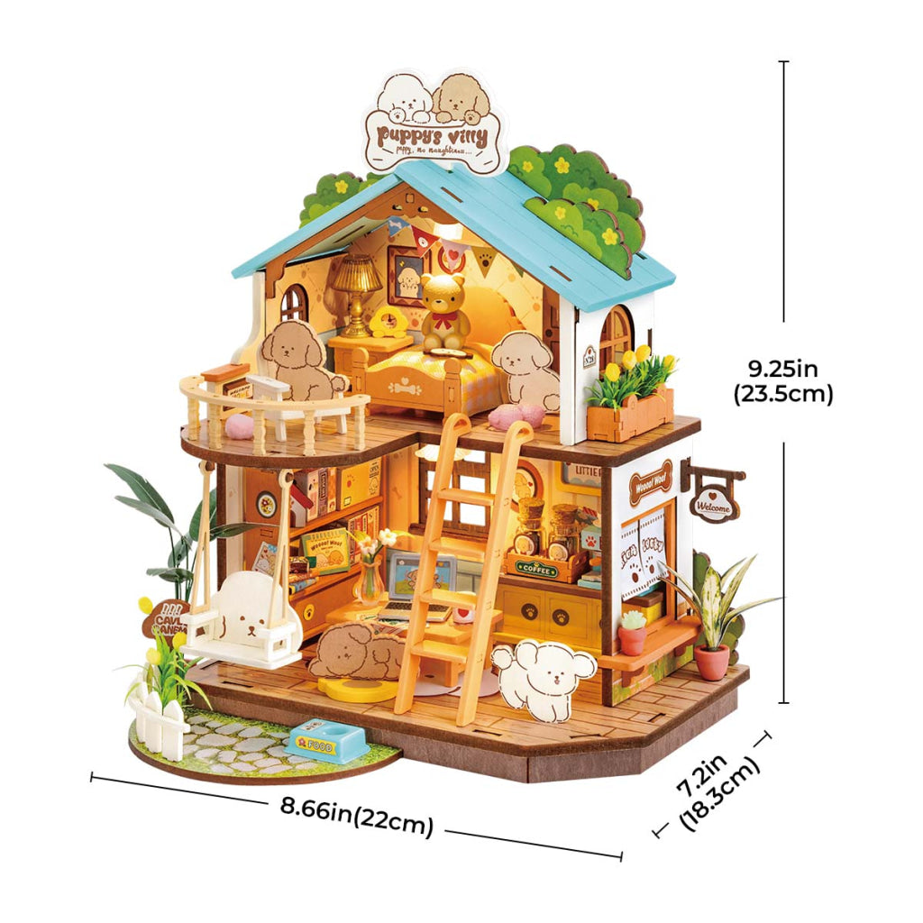 Robotime Rolife Puppy’s Cozy Villa DIY Miniature House DG169 Dropship
