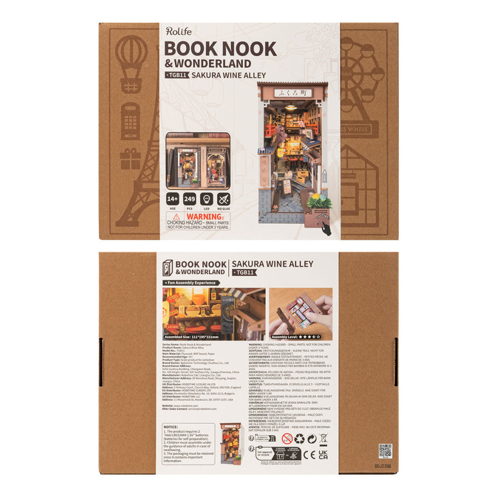 Robotime Rolife Sakura Wine Alley DIY Book Nook Shelf Insert Kit TGB11 Dropship