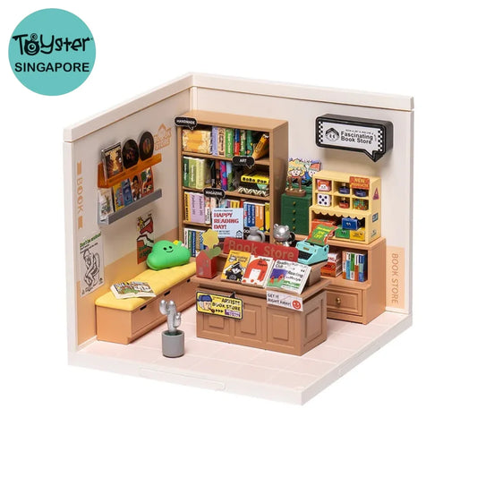 Robotime Rolife Super Creator Fascinating Book Store Plastic Diy Miniature House Kit Dw004 Dropship