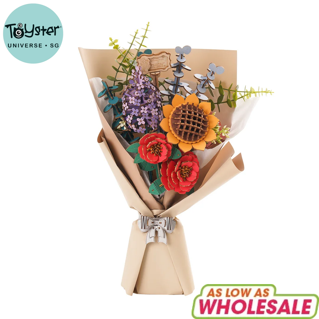 Robotime Rowood Diy Wooden Flower Bouquet 3D Puzzle Tw01H Dropship