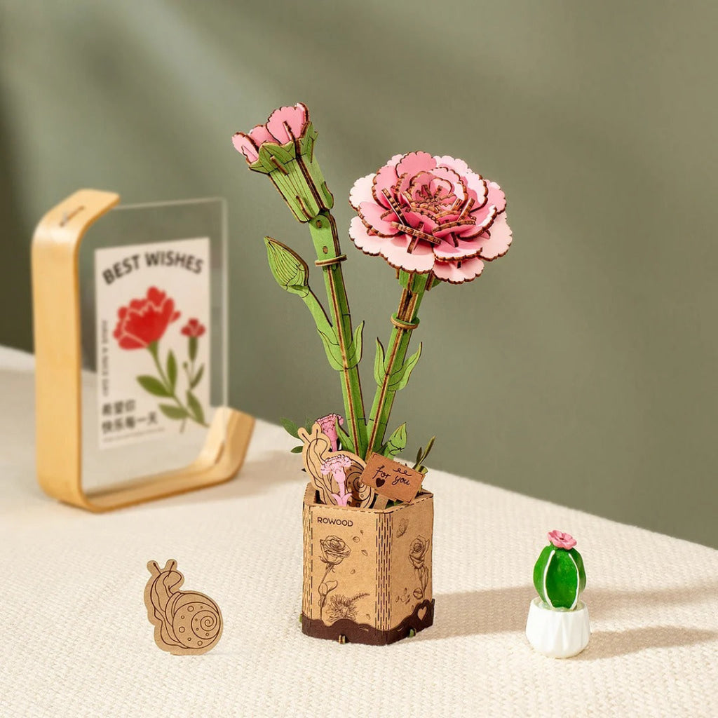 Robotime Rowood Pink Carnation Tw051 Dropship
