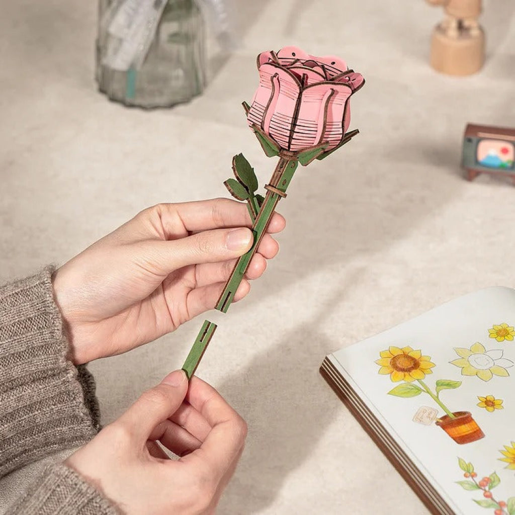 Robotime Rowood Pink Rose Tw041 Dropship