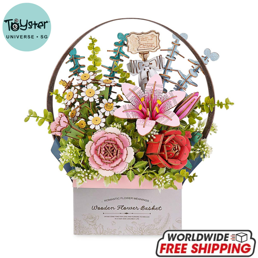 Robotime Rowood Wooden Flower Basket DIY 3D Puzzle TW03H Dropship