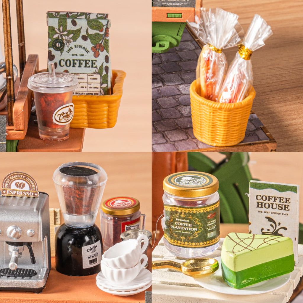 Rolife Aromatic Coffee Cart DIY Miniature House DG182 - Dropship