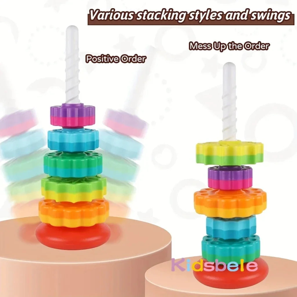 Rotated Rainbow Spinning Stacking Toys