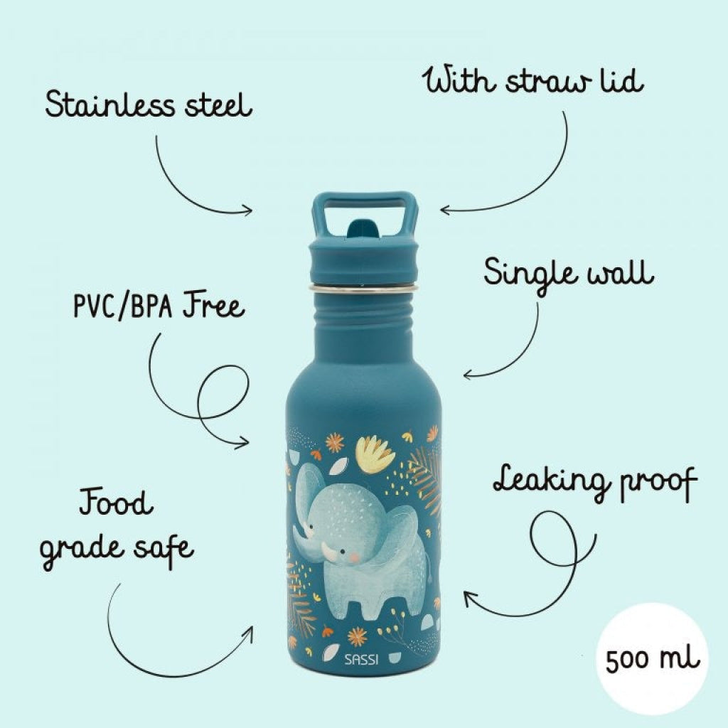 Sassi Chewy the Elephant 500 ml Stainless Steel Bottle SASSI