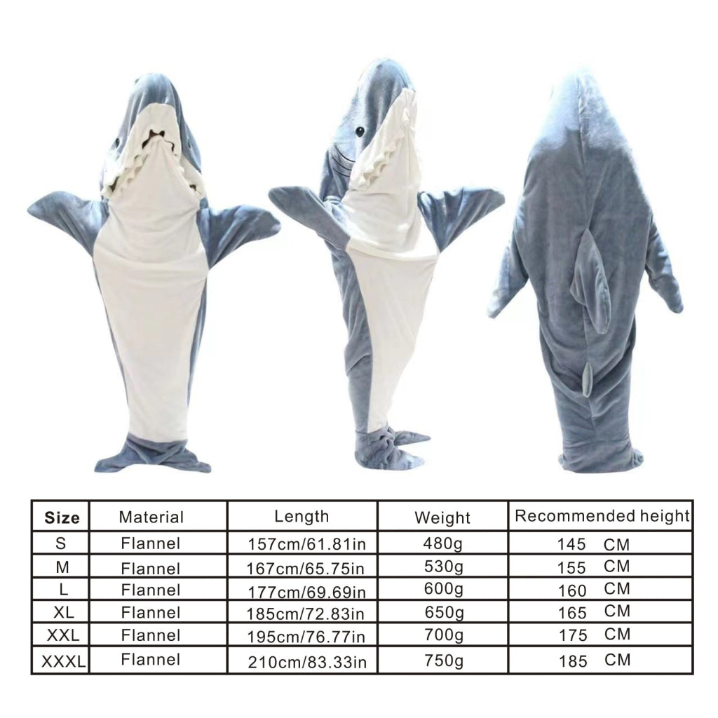 Shark Sleeping Bag Pajamas Grey Blue / S