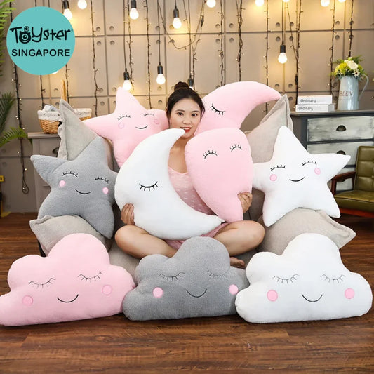 Smiling Cloud Moon Star Pillow