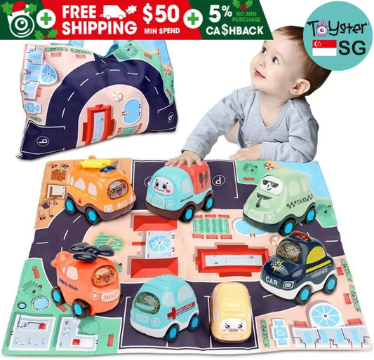 Soft Car Toy Set With Play Mat And 9Pcs Vehicle