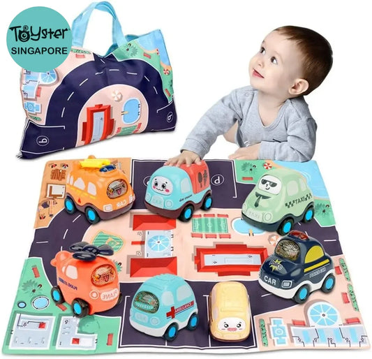 Soft Car Toy Set With Play Mat And 9Pcs Vehicle