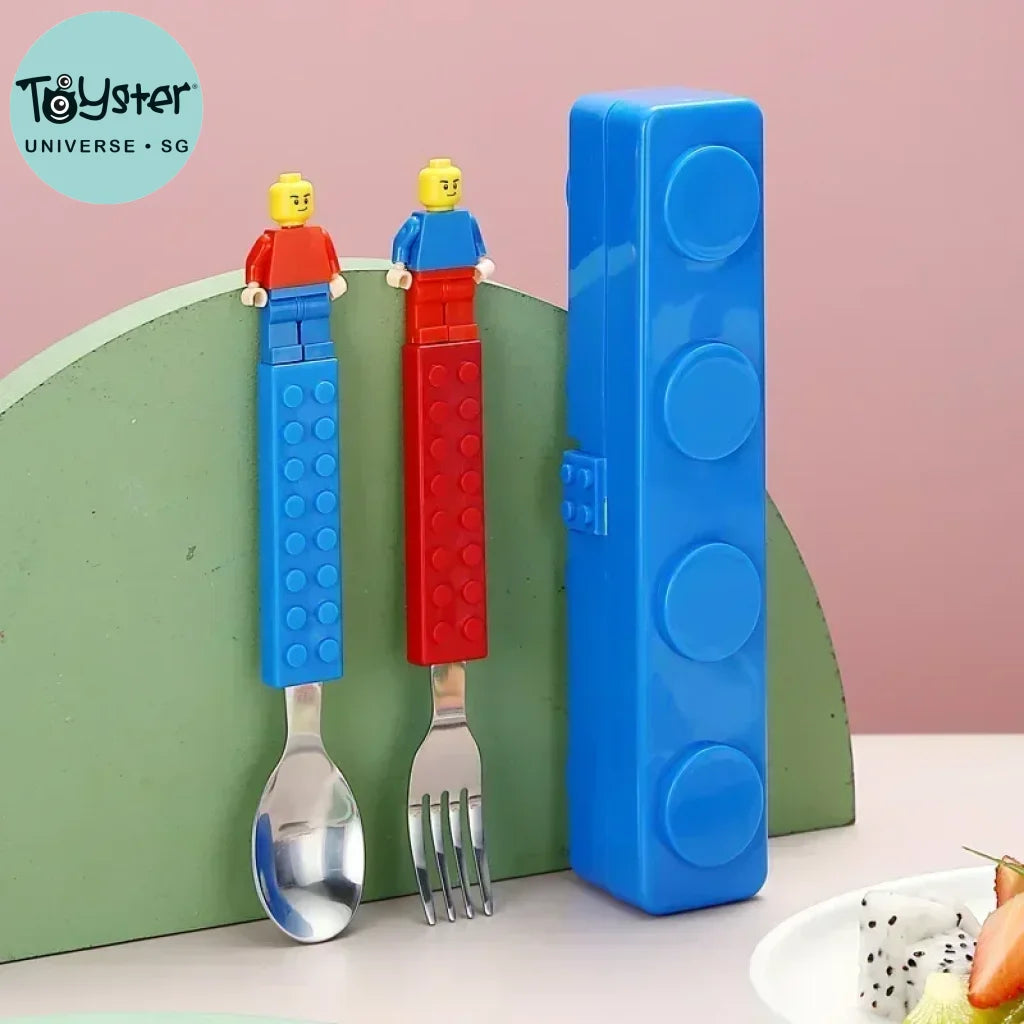 Stainless Steel Kids Brick Fork Spoon Set