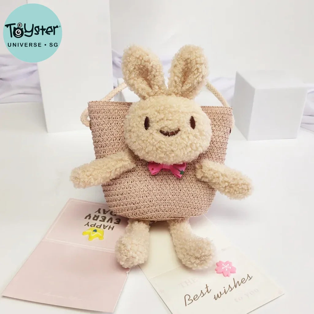 Straw Weaved Cute Mini rabbit Messenger Bag - TOYSTER.SG – Toyster ...
