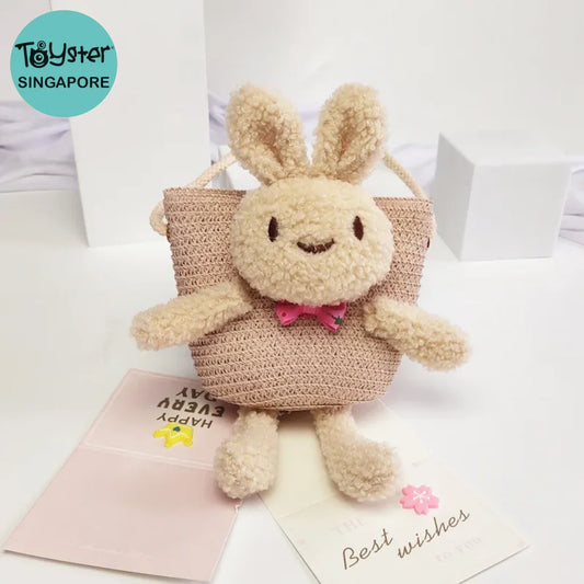 Straw Weaved Rabbit Messenger Bag