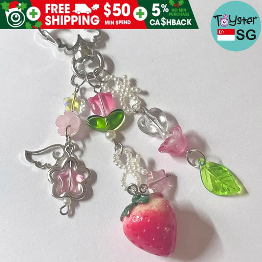 Strawberry Bow Keychain