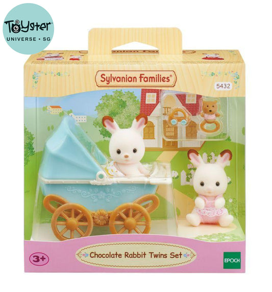 Sylvanian Families Chocolate Rabbit Twins Set (New Pram)