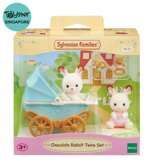 Sylvanian Families Chocolate Rabbit Twins Set (New Pram)