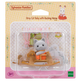 Sylvanian Families Grey Cat Baby With Rocking Horse