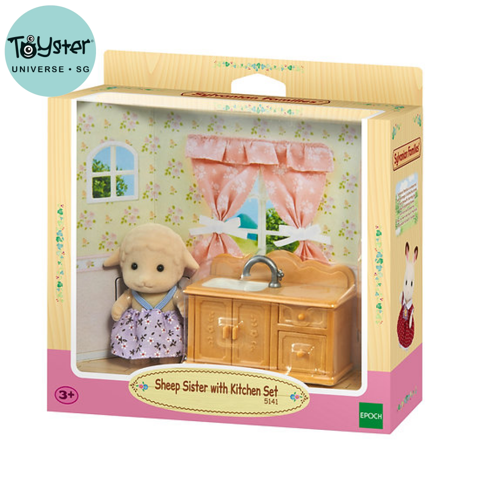 Sylvanian Families Sheep Sister With Kitchen Set
