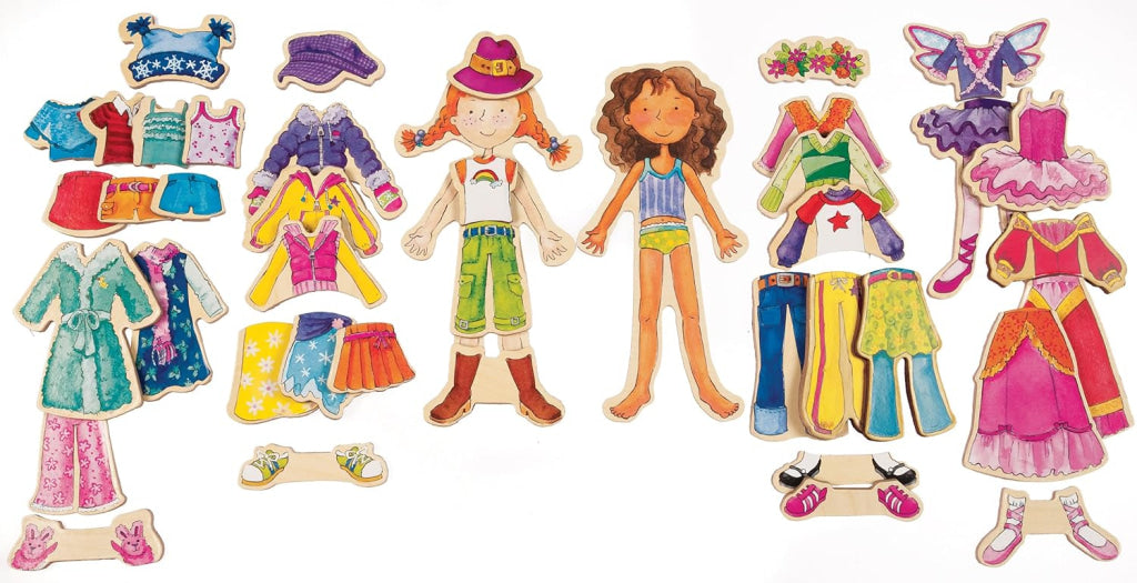 T.S. Shure Magnetic Wooden Daisy Girls Dress-Up Dolls - T.S. Shure