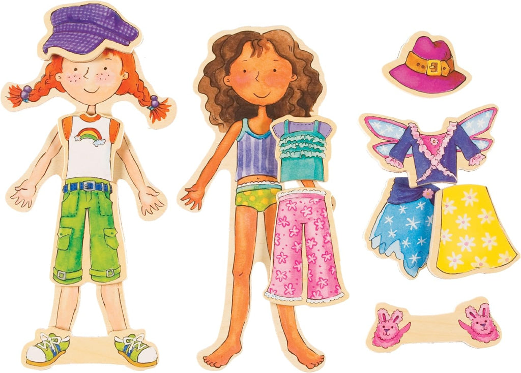 T.S. Shure Magnetic Wooden Daisy Girls Dress-Up Dolls - T.S. Shure