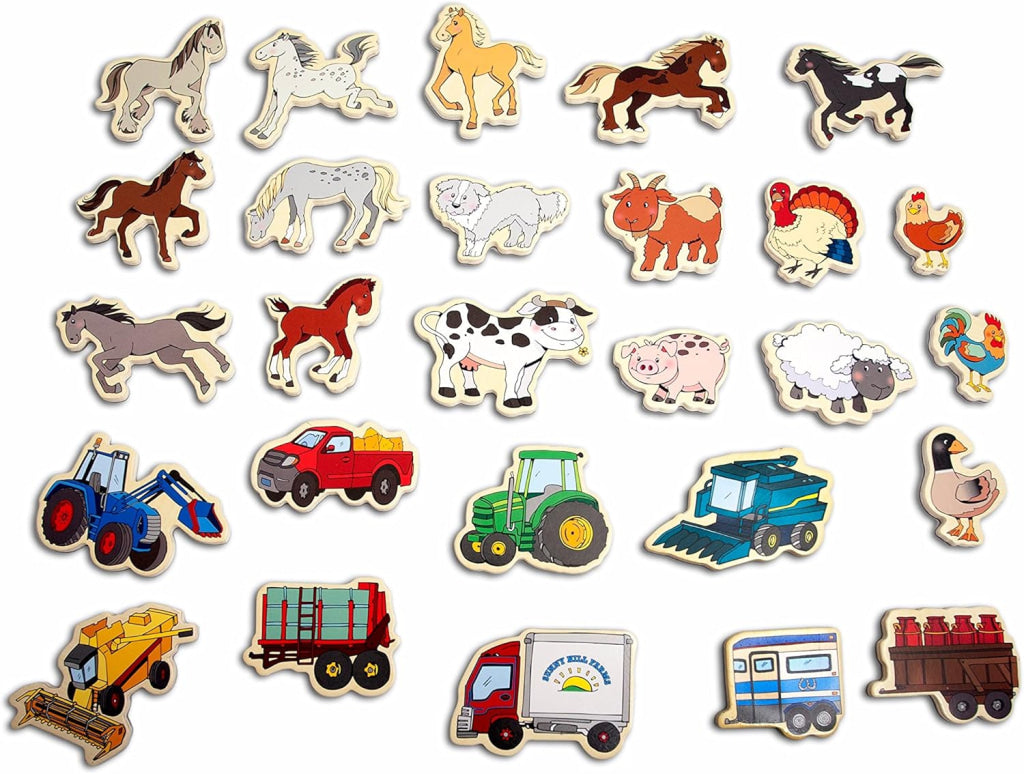T.S. Shure Magnetic Wooden Playboard Farm Animals Horses & Vehicles - T.S. Shure