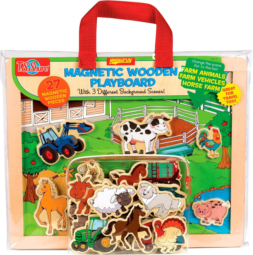 T.S. Shure Magnetic Wooden Playboard Farm Animals Horses & Vehicles - T.S. Shure