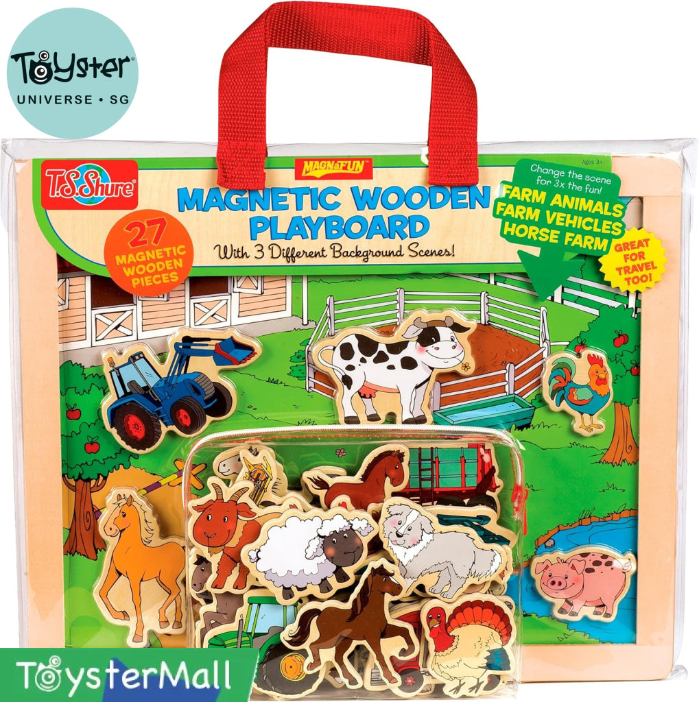 T.S. Shure Magnetic Wooden Playboard Farm Animals Horses & Vehicles - T.S. Shure