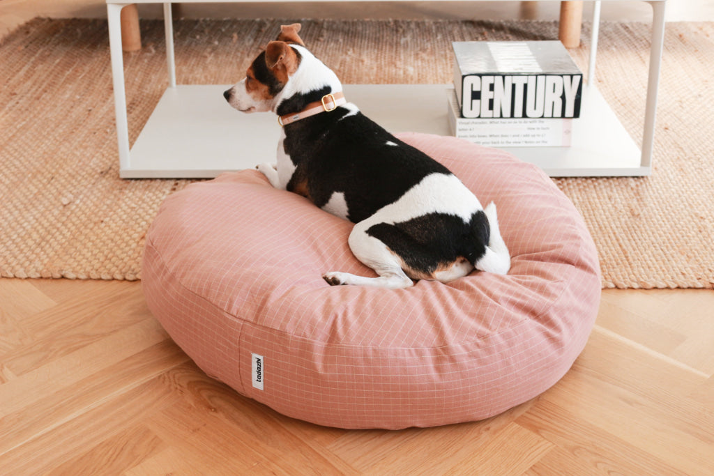 Tadazhi Round Dog Bed Checkered Rose - dog bed