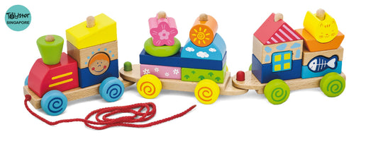 Viga Colourful Pull Along Stacking Train