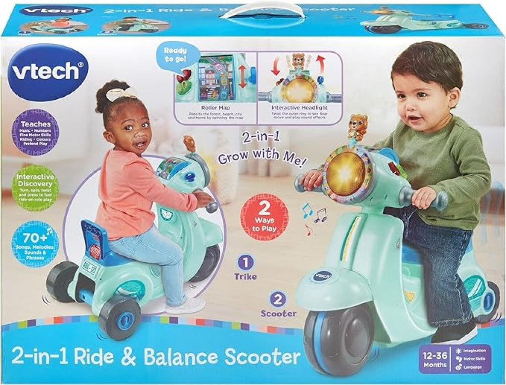 VTech 2 In 1 Ride N Balance Scooter Blue - VTech