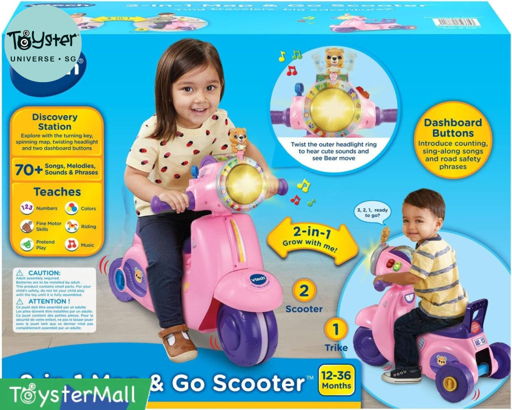 VTech 2 In 1 Ride N Balance Scooter Pink - VTech