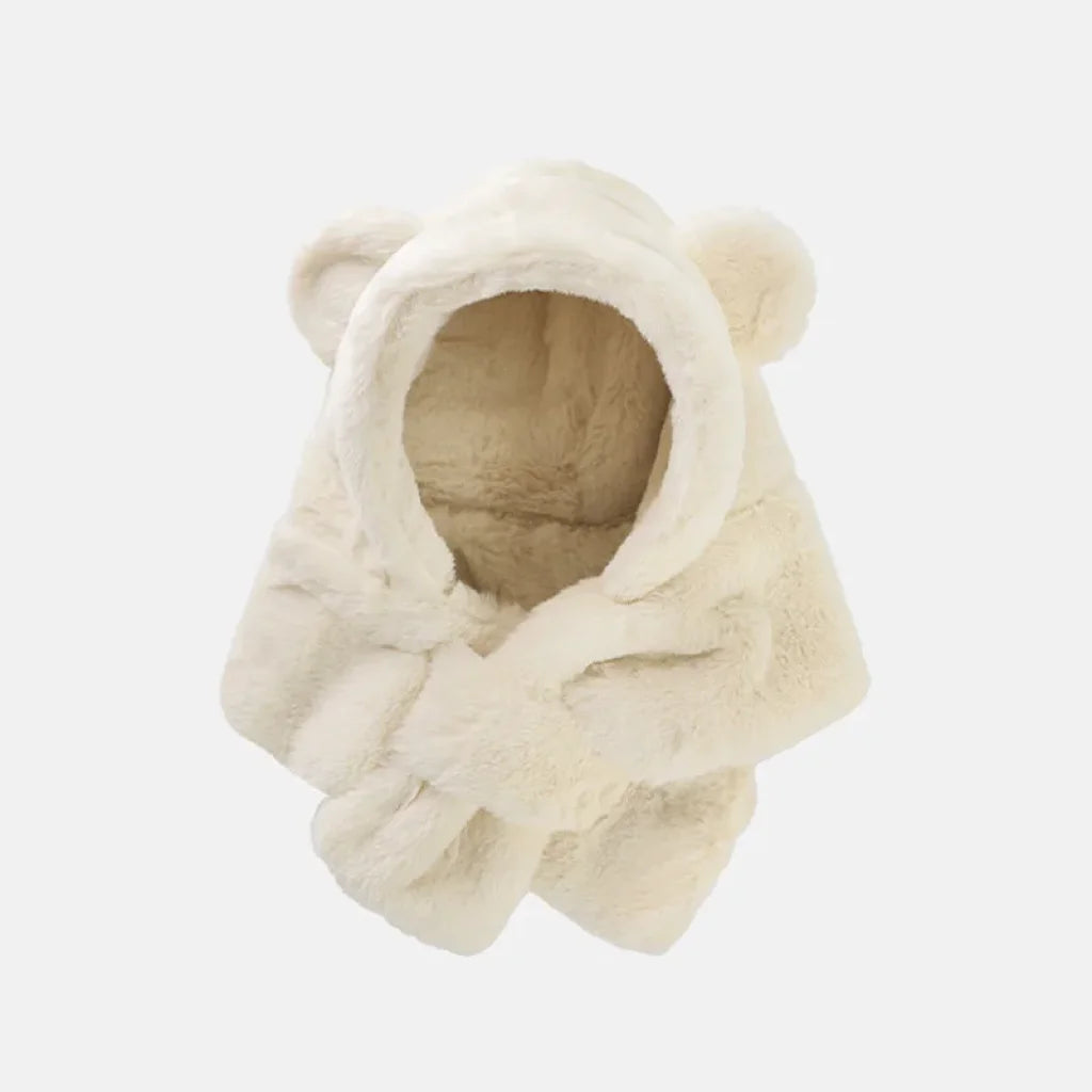 Winter Baby Hat Scarf One-Piece Faux Fur