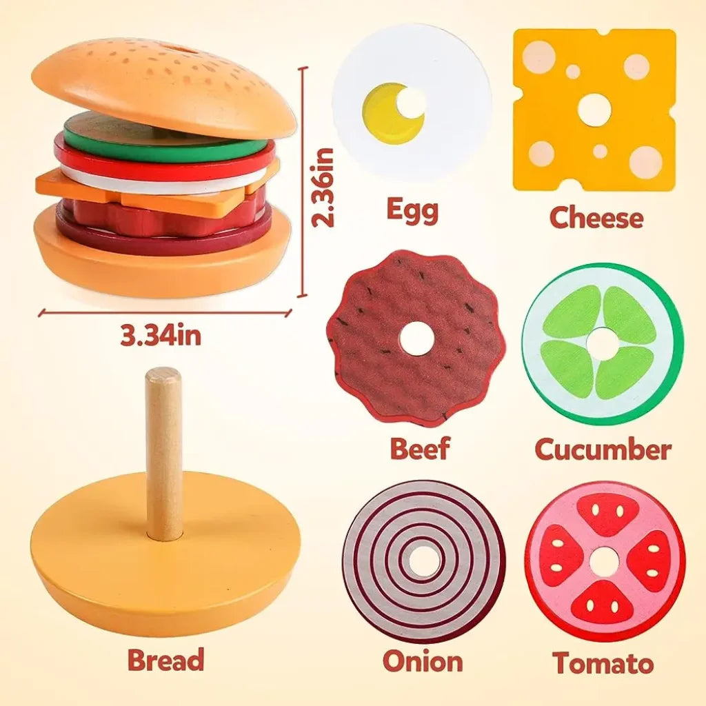 Wooden Burger Stacking Toys