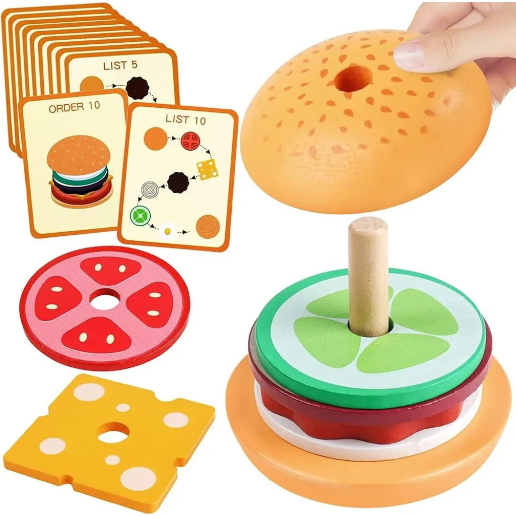 Wooden Burger Stacking Toys