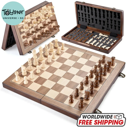 Wooden chess set 39.37cm/15.5inch with 2 additional queens - 1 set / intl