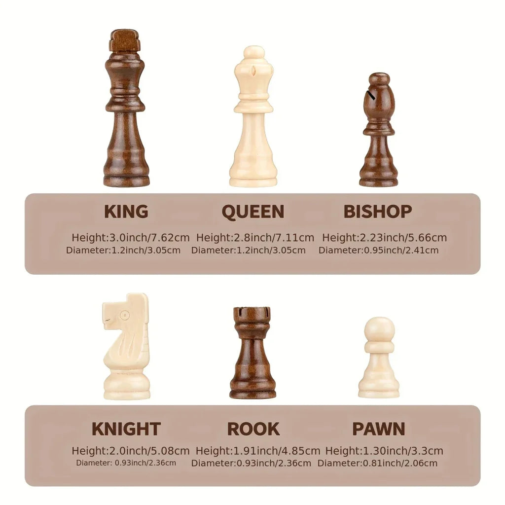Wooden chess set 39.37cm/15.5inch with 2 additional queens - 1 set / intl