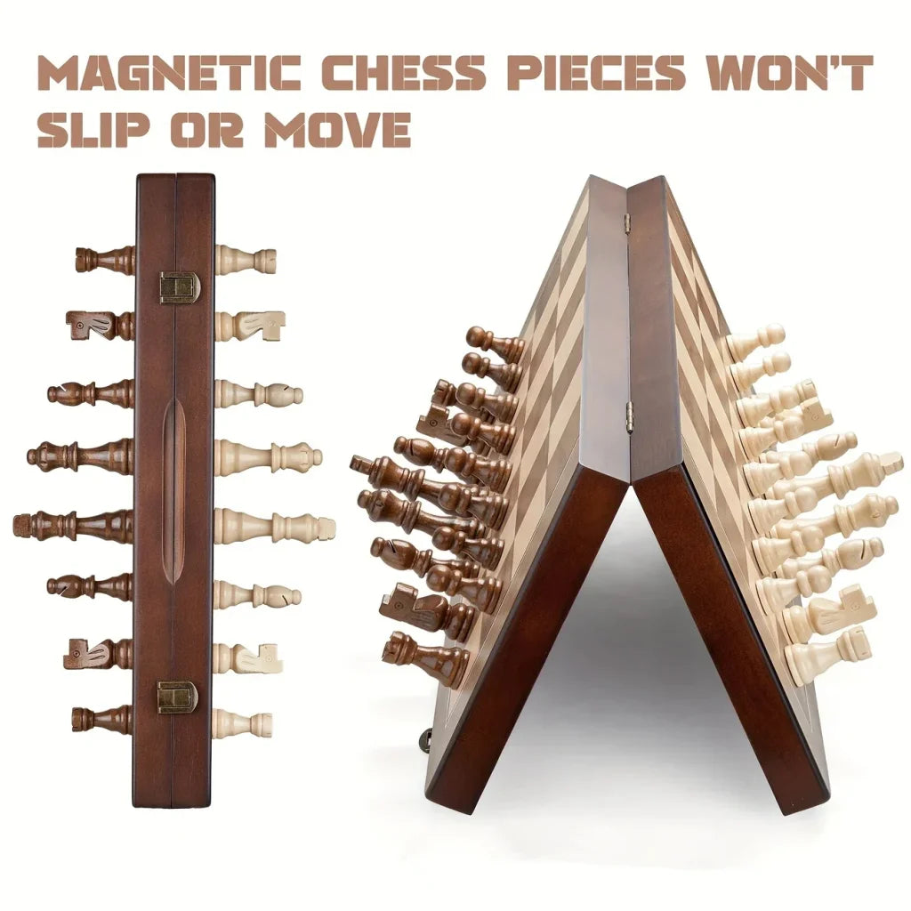 Wooden chess set 39.37cm/15.5inch with 2 additional queens - 1 set / intl