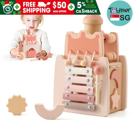 Wooden Montessori Castle Pink House