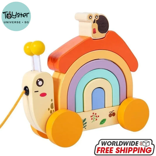 Wooden Rainbow Snail Toy