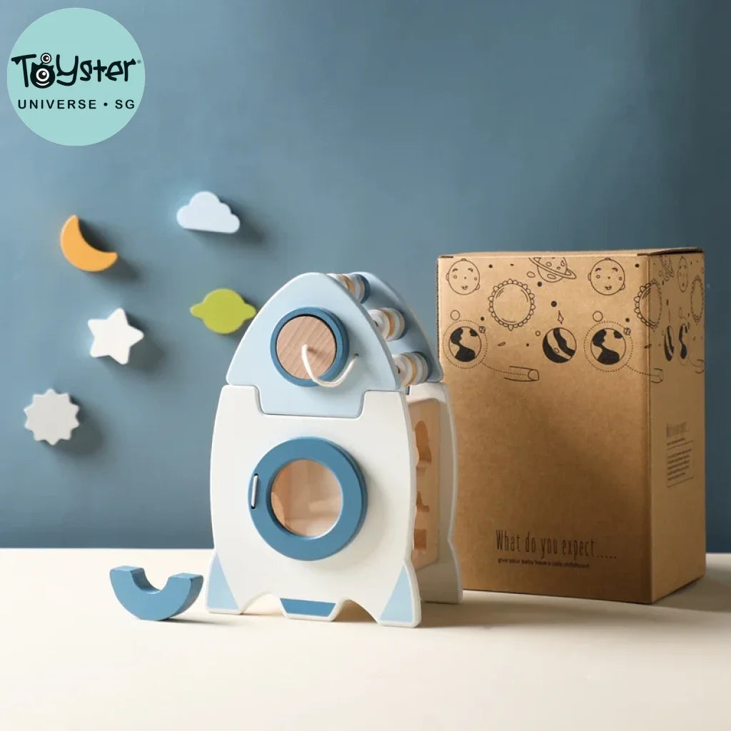 Wooden Rocket 5-In-1 Stacking Set