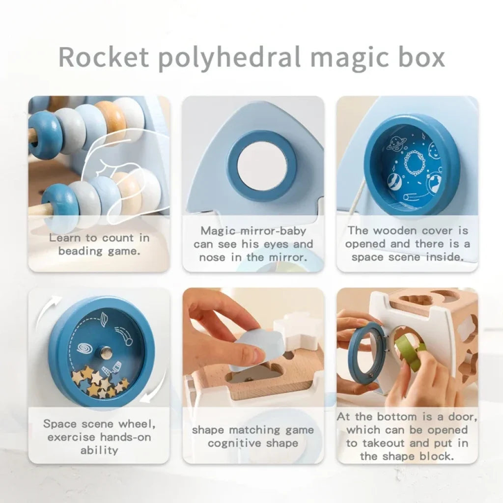 Wooden Rocket 5-In-1 Stacking Set