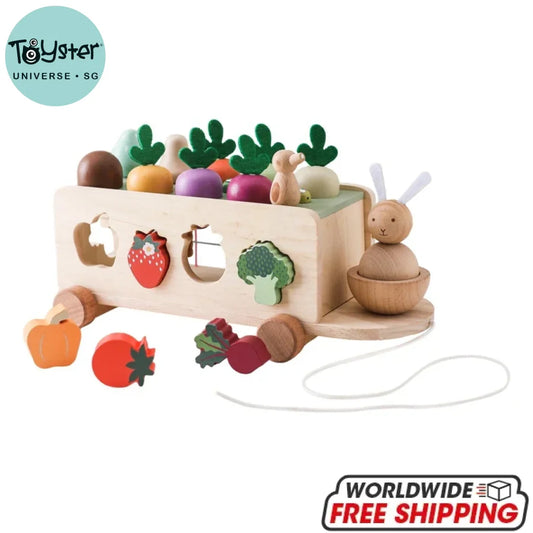 Wooden Turnip Car Stretch Rope Hand-Pulled