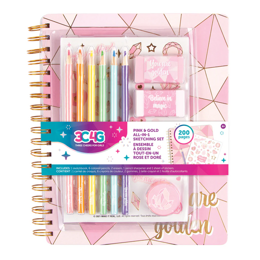 3C4G Pink & Gold All-In-1 Sketching Set