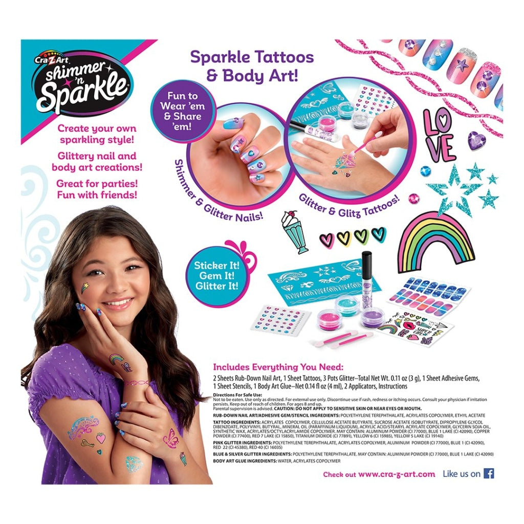 Cra-Z-Art Shimmer N Sparkle Sparkling Glitter Tattoos & Nails – Toyster