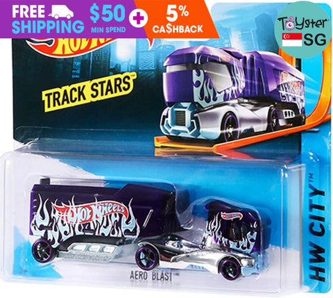 Hot Wheels Track Stars Semi & Trailer - Aero Blast Purple Vehicle
