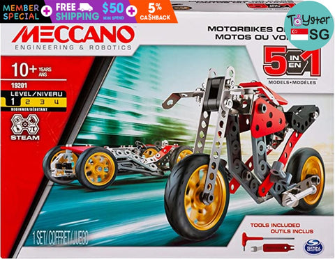 Meccano 5-In-1 Street Fighter Bike Stem Model Building Kit